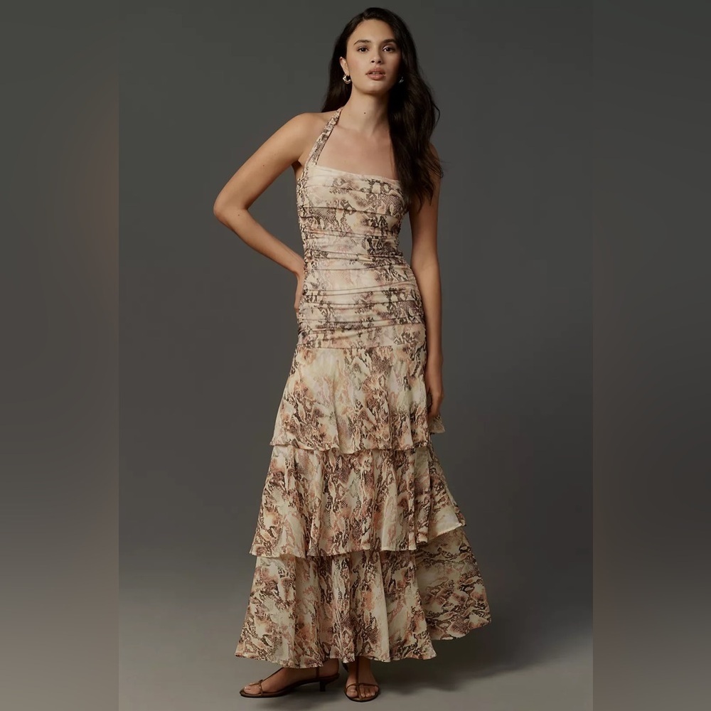 NWT Size S - AFRM Sleeveless Square-Neck Tiered Midi Dress (NWT US$ 158)